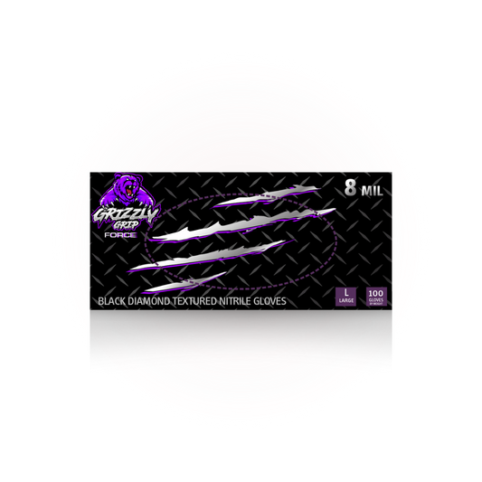 8 Mil Grizzly Grip Black Diamond Nitrile Gloves