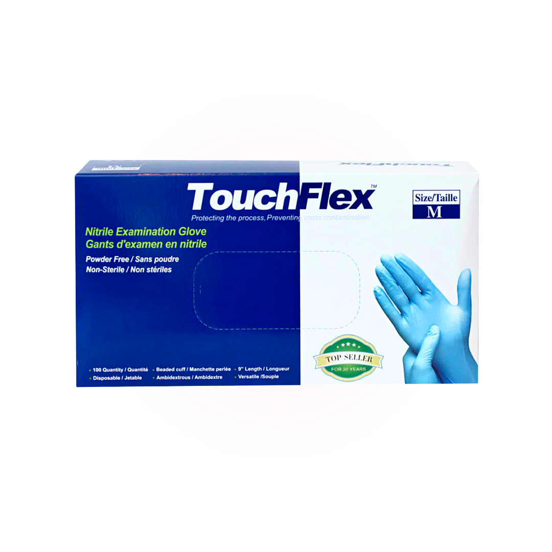 5 Mil Blue Intco Touch Flex Nitrile Examination Gloves