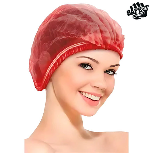 Pleated Red Bouffant Caps - Safe-T Wear - AGMD Group