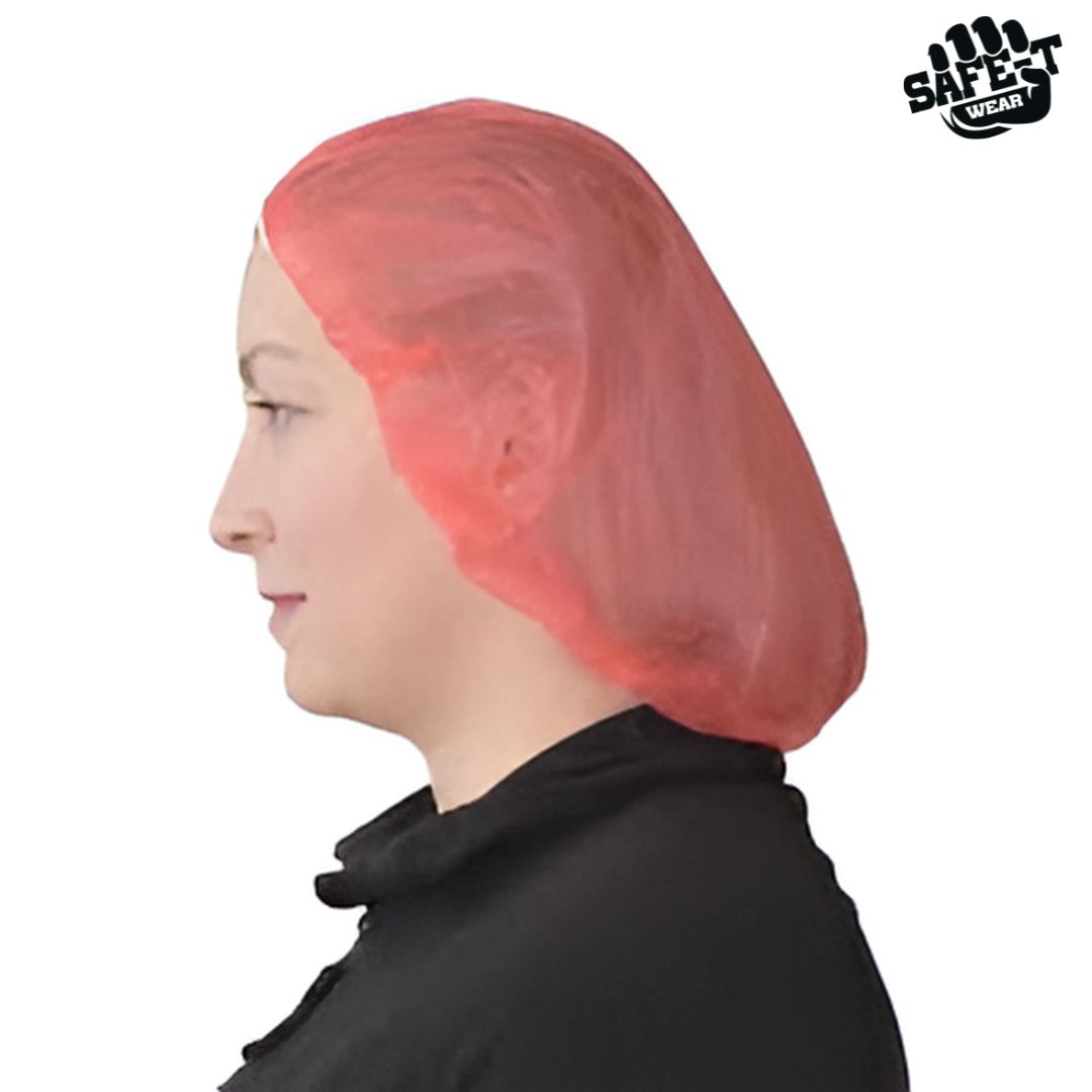 Non-Pleated Red Bouffant Caps - Safe-T Wear - AGMD Group