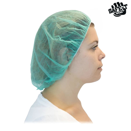 Non-Pleated Green Bouffant Caps - Safe-T Wear - AGMD Group
