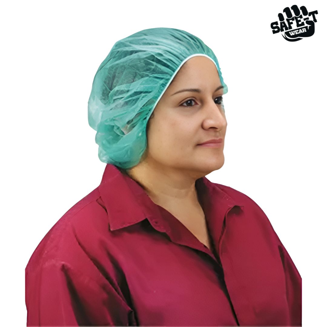 Non-Pleated Green Bouffant Caps - Safe-T Wear - AGMD Group
