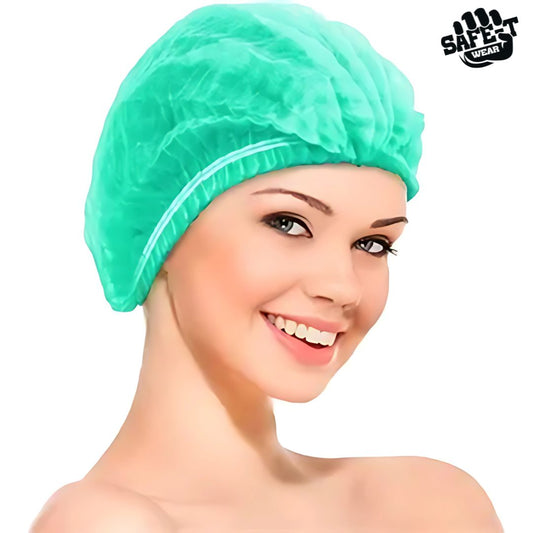 Pleated Green Bouffant Caps - Safe-T Wear - AGMD Group