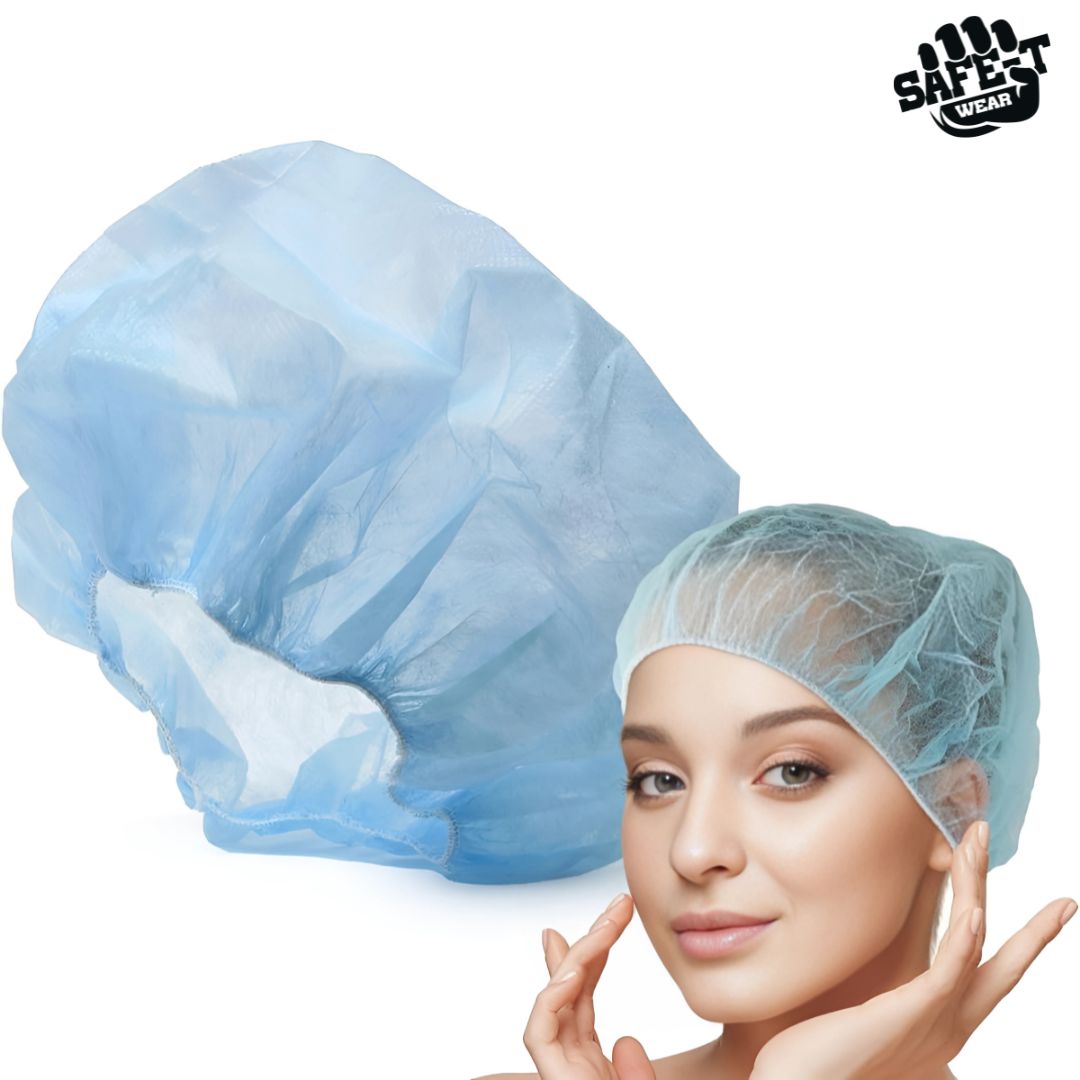 Non-Pleated Blue Bouffant Caps - Safe-T Wear - AGMD Group
