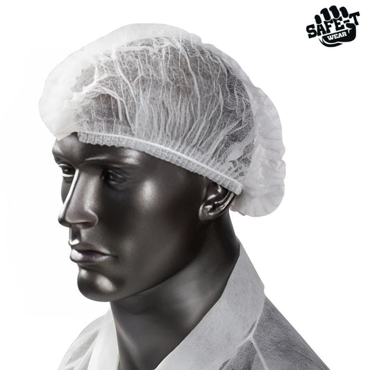 Pleated White Bouffant Caps - Safe-T Wear - AGMD Group
