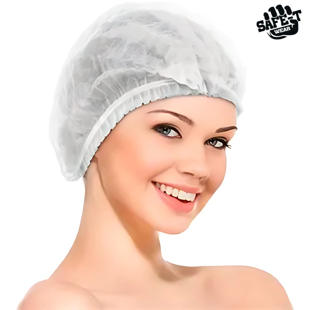 Pleated White Bouffant Caps - Safe-T Wear - AGMD Group
