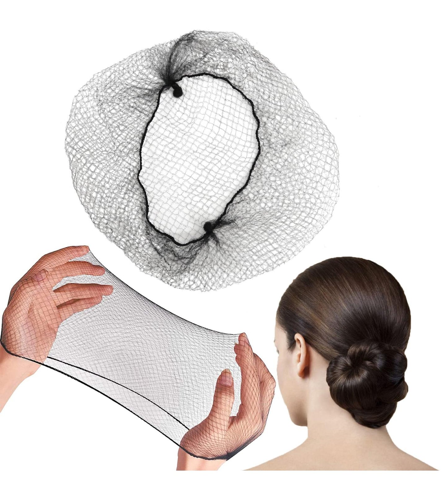 Safe-T Wear 24" Invisible Black Nylon Hair Nets - AGMD Group
