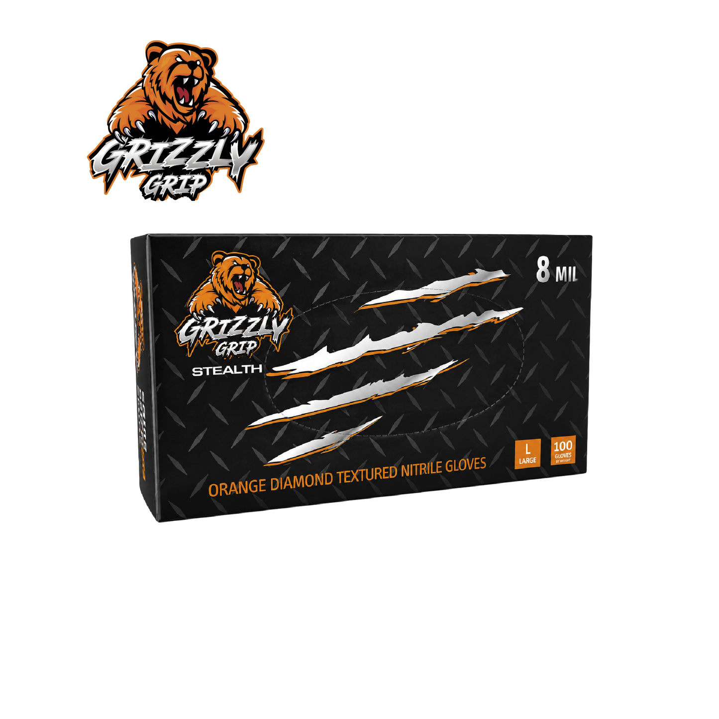 Grizzly Grip 8 mil Orange Diamond Nitrile Gloves