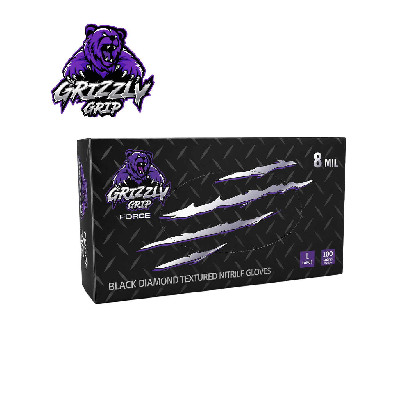 Grizzly Grip 8 mil Black Diamond Nitrile Gloves