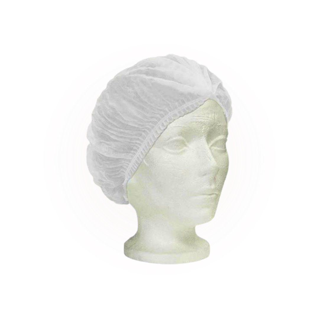 White 21" Pleated Bouffant Cap Hair Net