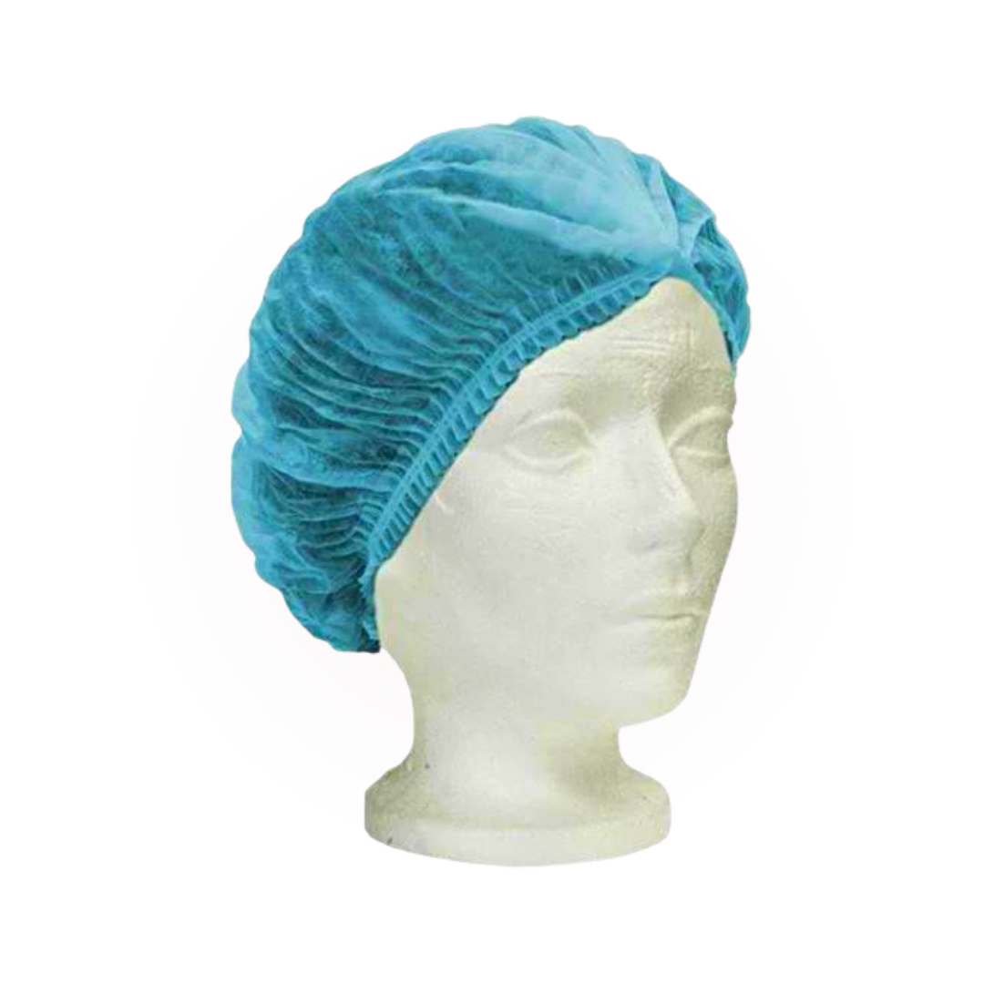 Blue 21" Pleated Bouffant Cap Hair Net