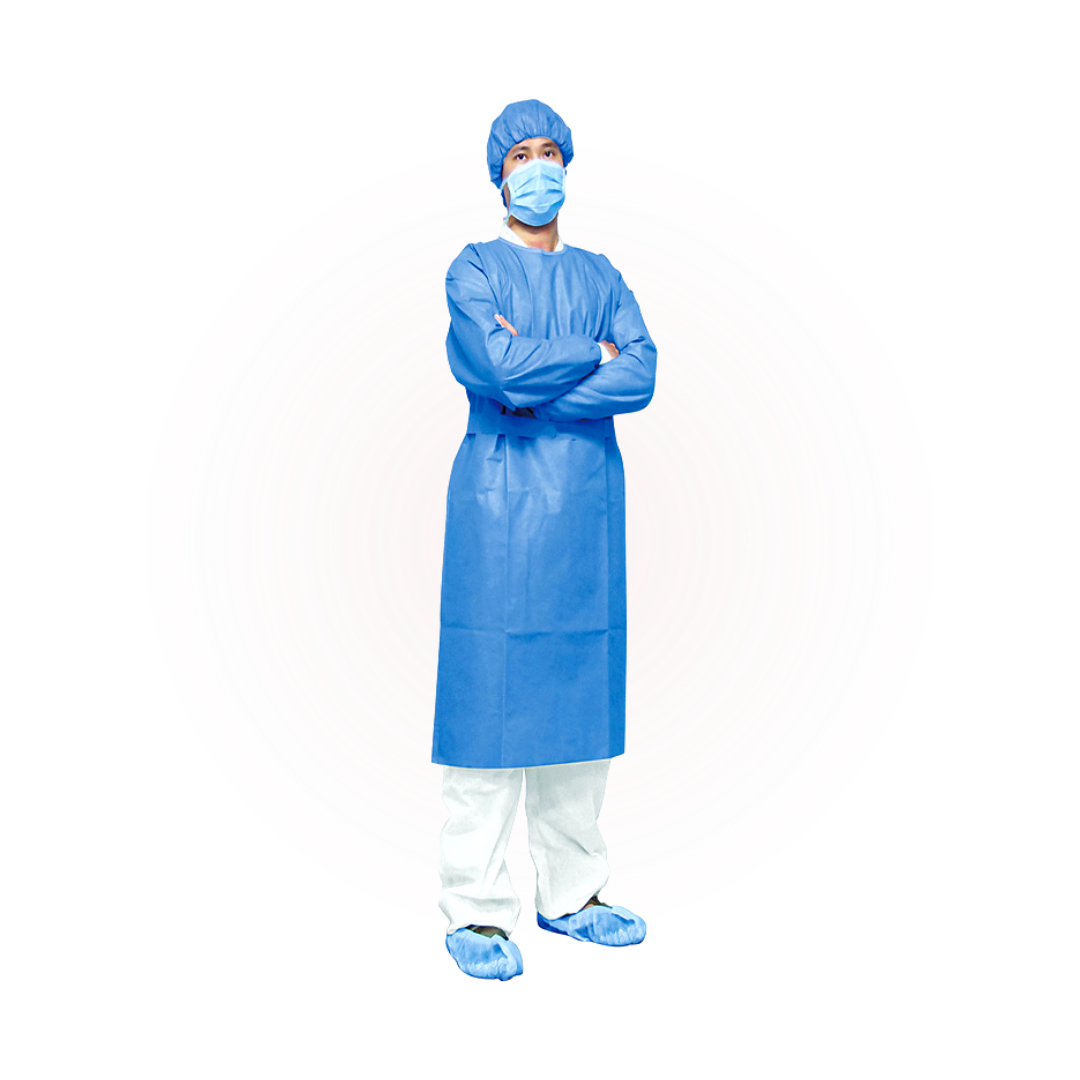 AAMI Level 2 Primed Non-Woven Disposable Isolation Gown - Blue (60 Gowns/Case) - AGMD Group