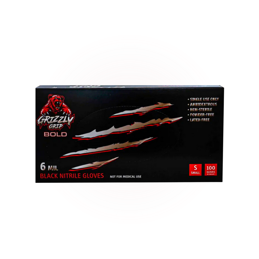 Grizzly Grip Bold 6 Mil Black Nitrile Disposable Gloves
