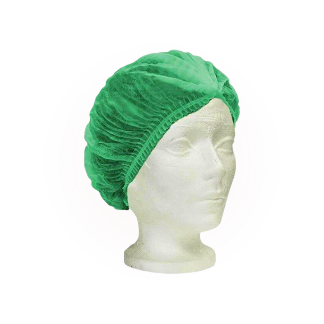 Green 21" Pleated Bouffant Cap Hair Net