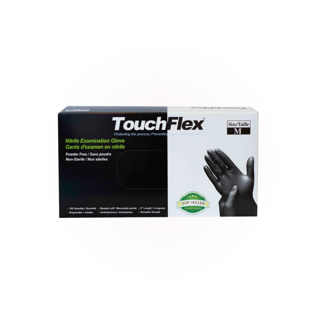 5 Mil Black Intco Touchflex Nitrile Examination Gloves 