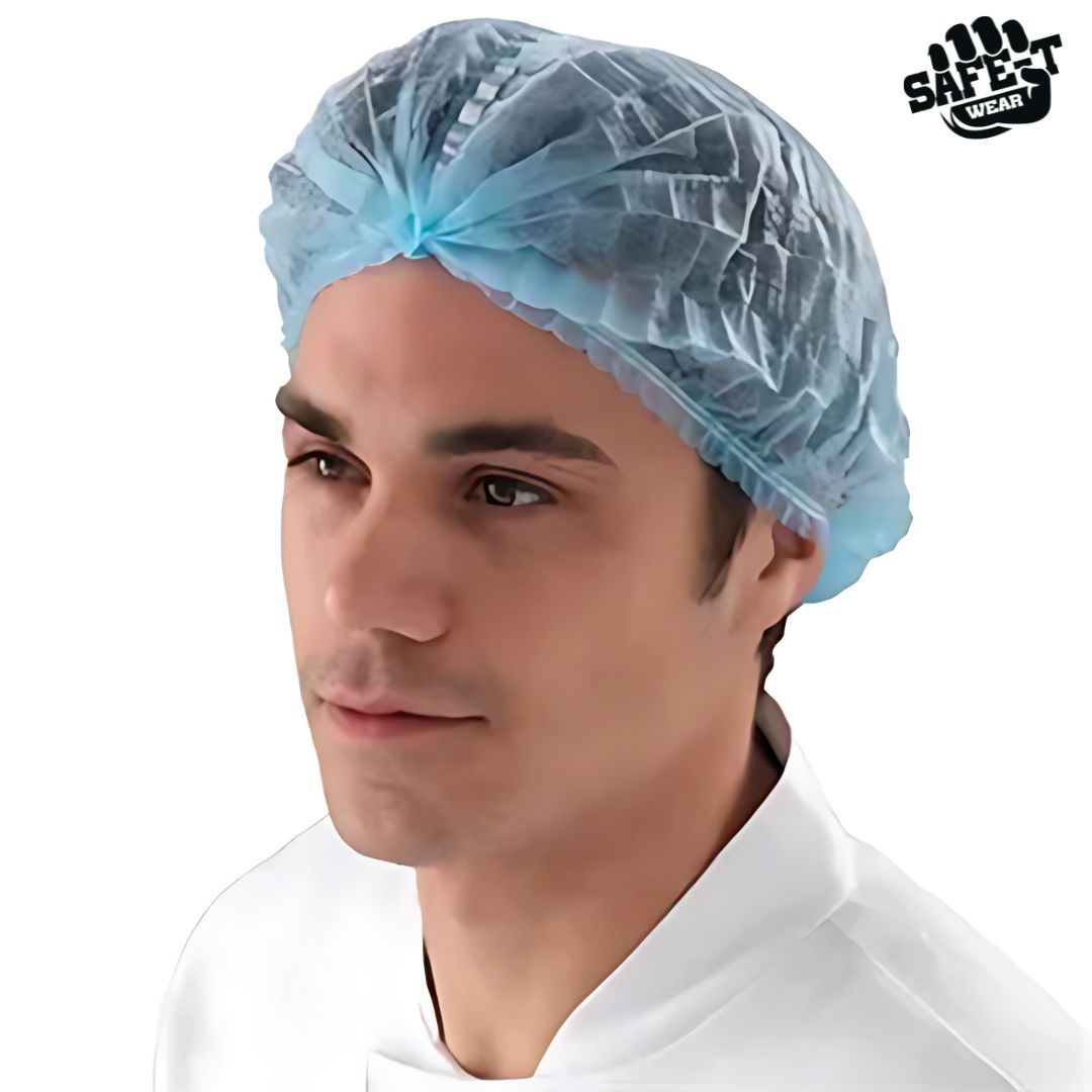 Pleated Blue Bouffant Caps - Safe-T Wear