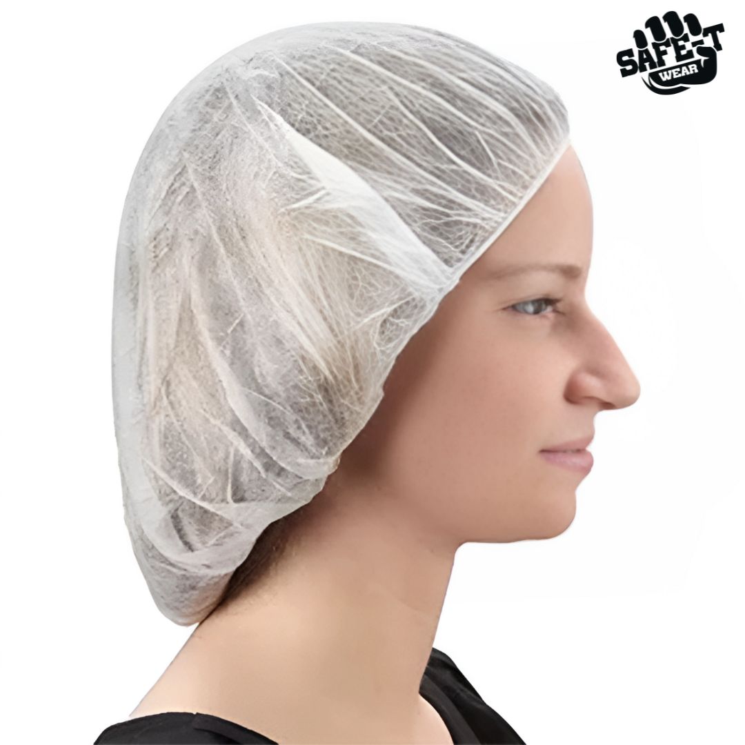 Non-Pleated White Bouffant Caps - Safe-T Wear