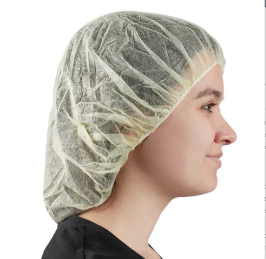 Safe-T Wear Non-Pleated Bouffant Caps – Yellow (24") - Case of 1000 Pcs - AGMD Group