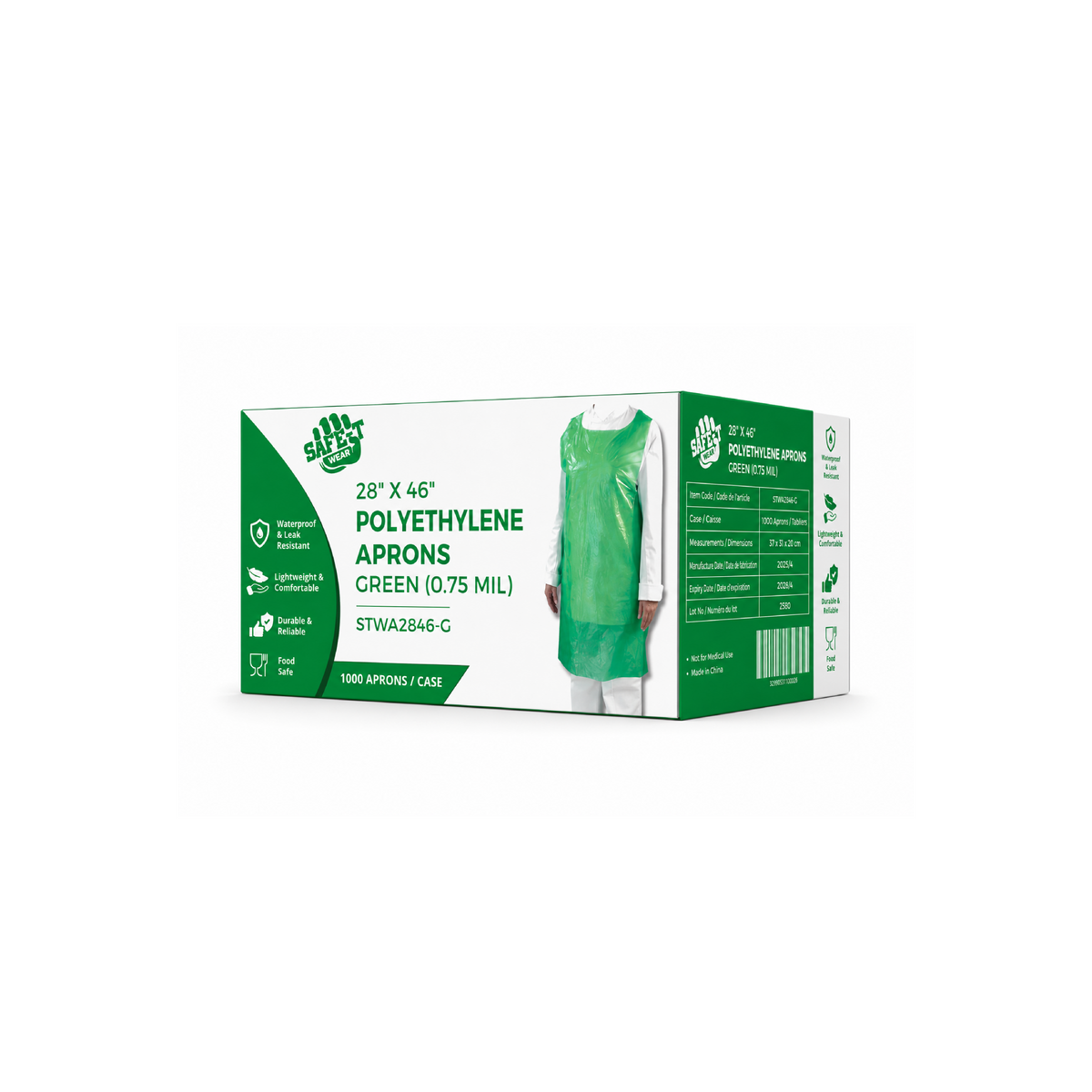 Safe-T Wear Green 0.75mil Poly Aprons