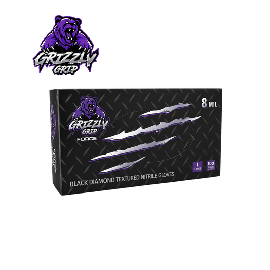 Grizzly Grip 8 mil Black Diamond Nitrile Gloves