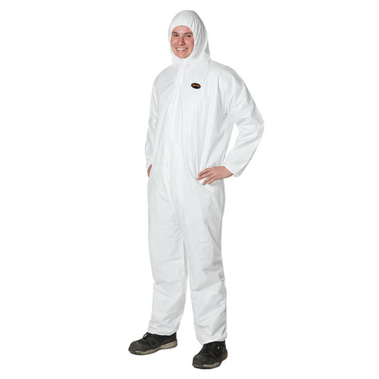 Safe-T Wear White Polypropylene Coverall With Hood – Case of 25 (Individually Packed) - AGMD Group