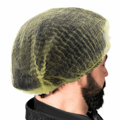 Safe-T Wear Non-Pleated Bouffant Caps – Yellow (24") - Case of 1000 Pcs - AGMD Group