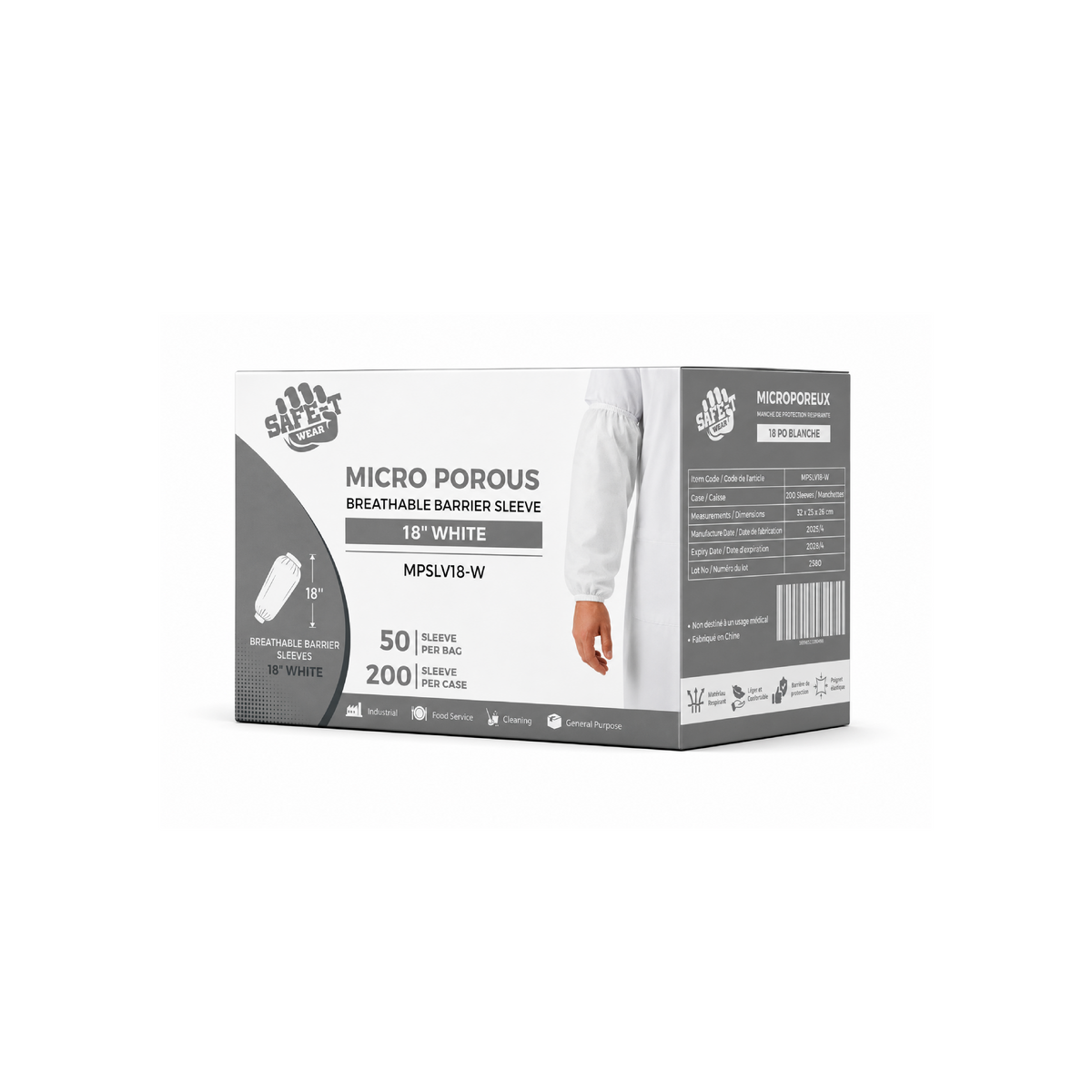 Safe-T Wear 18" White Microporous Sleeves