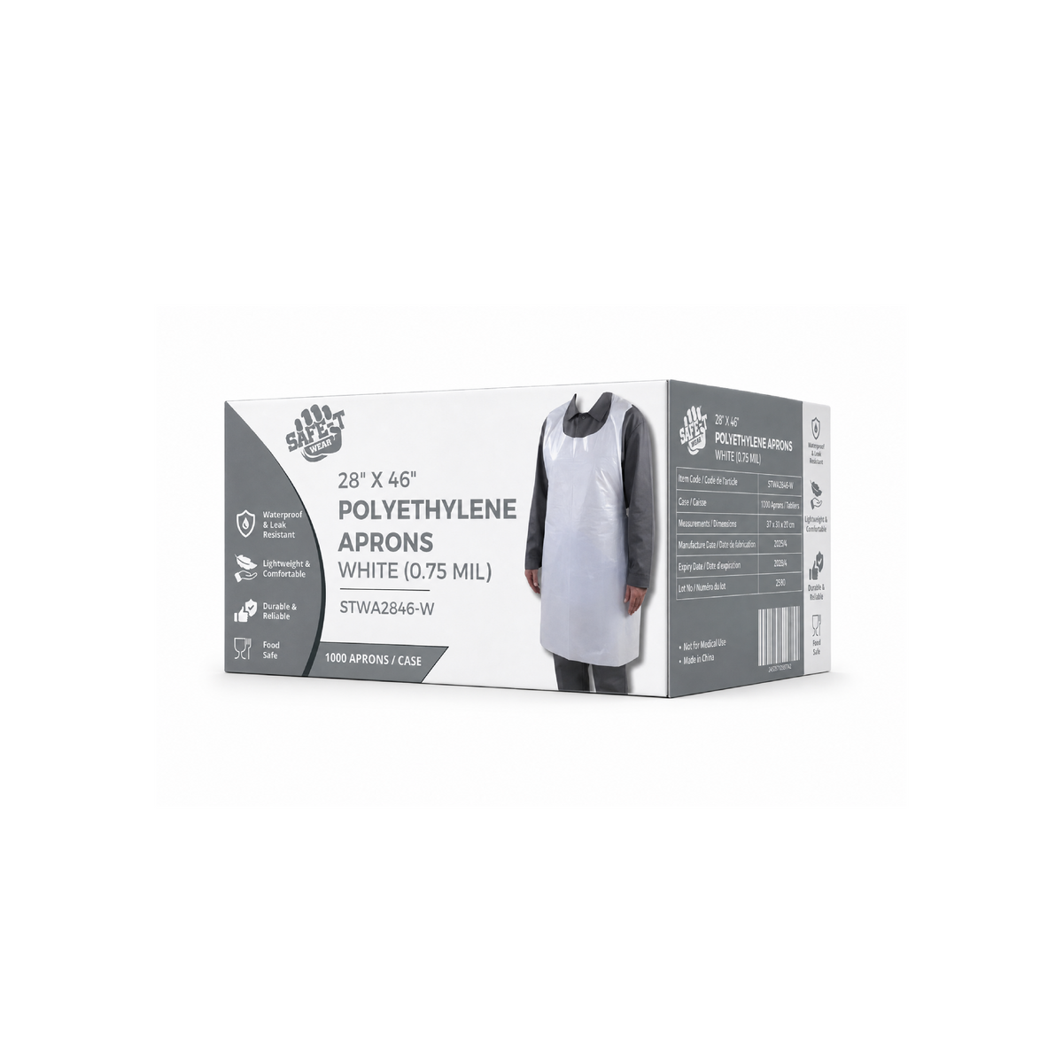 Safe-T Wear White 0.75mil Poly Aprons