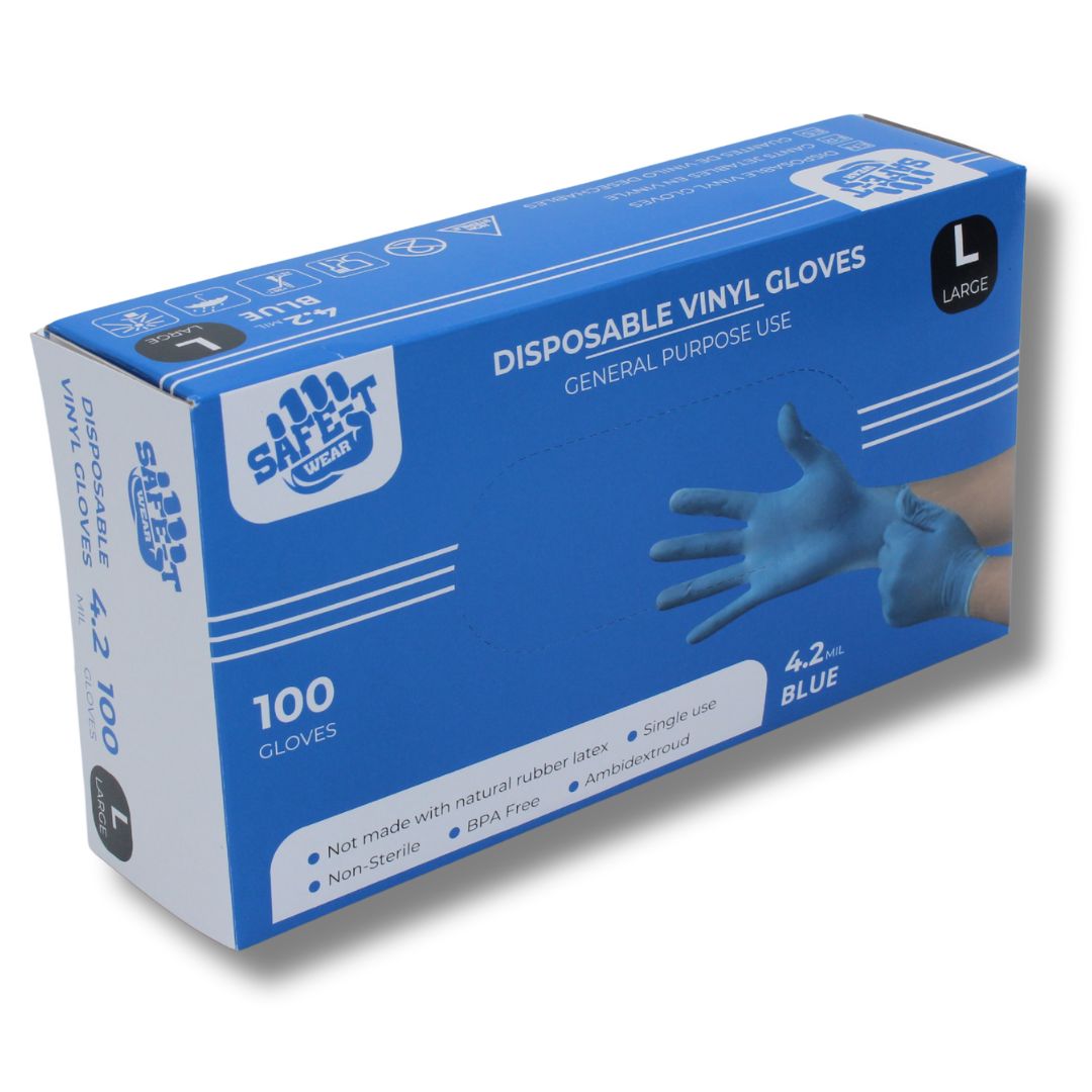 Safe-T Wear Blue Vinyl Gloves - Blue - AGMD Group